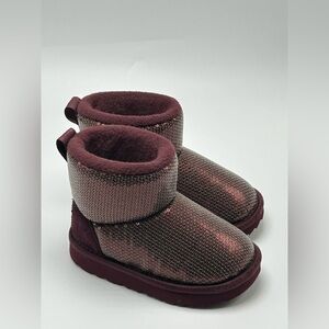 UGG Classic Mini Mirror Ball Boots (Toddler, Little Kid), grape color, US 8